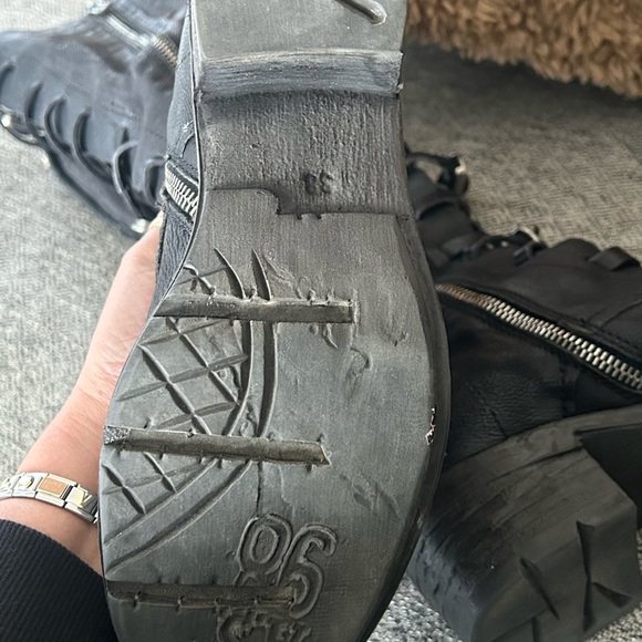 A.S.98 Black Lace-Up Buckle Boots - Picture 4 of 10